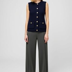 Song Of Style Navy Blue Sleeveless Cardigan with Gold Buttons